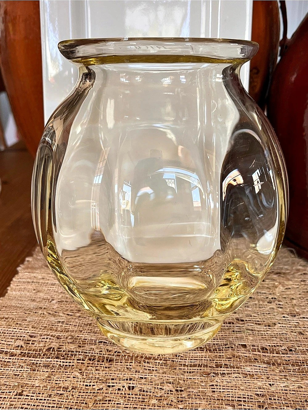 Rare Clear & Yellow MCM Glass Art Vase